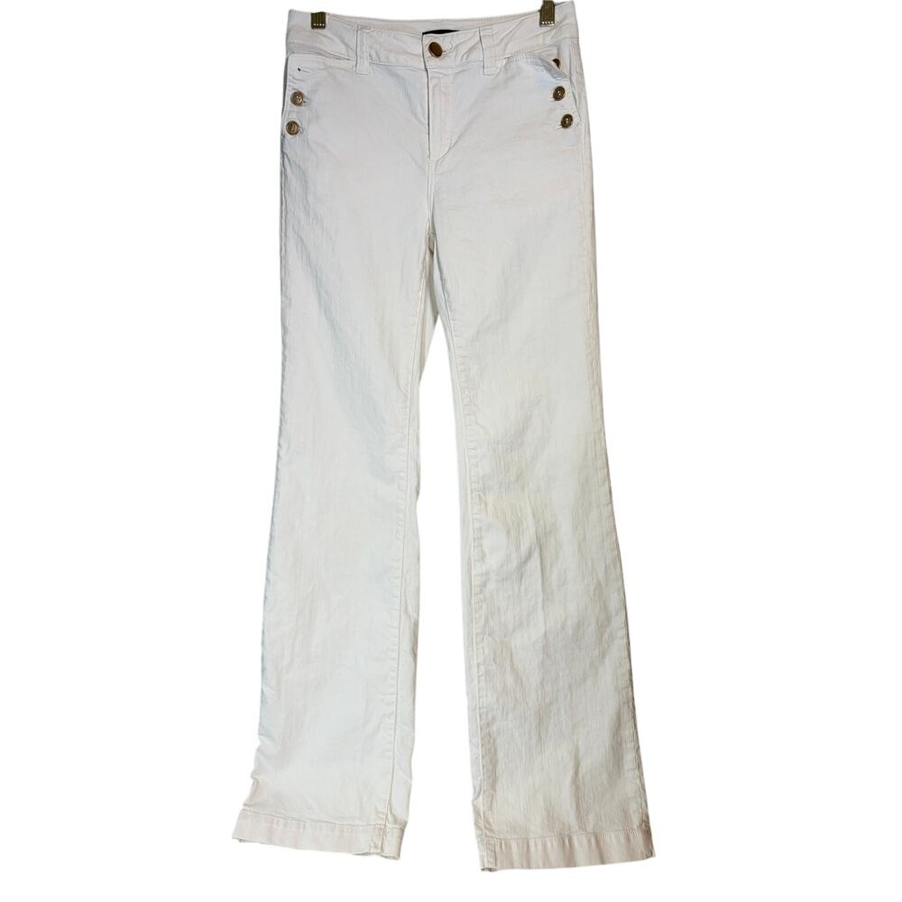 Cream denim wide leg pants - 4